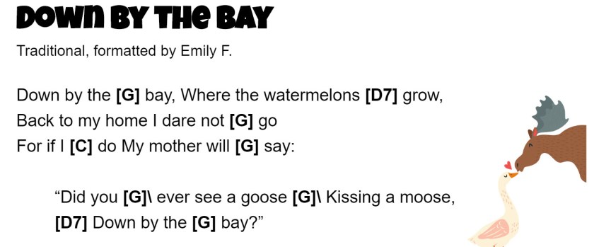 Thumbnail of "Down By the Bay" ukulele song sheet