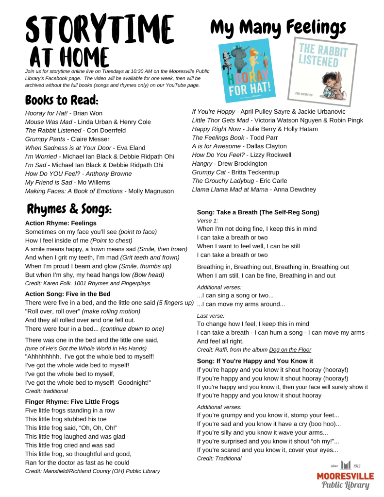 Storytime handout