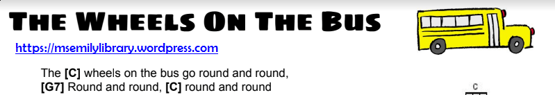 Thumbnail of ukulele songsheet for The Wheels on the Bus