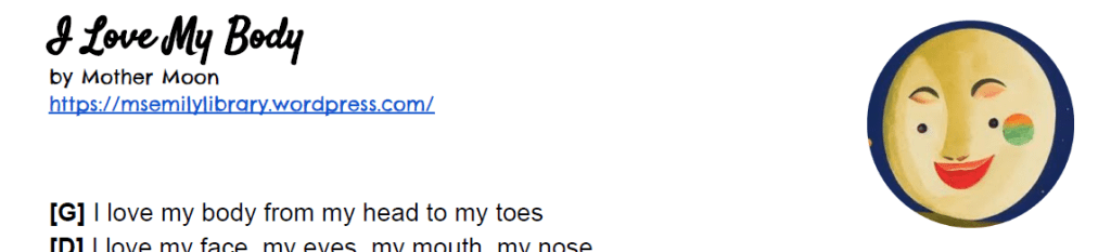 thumbnail for I Love My Body ukulele songsheet