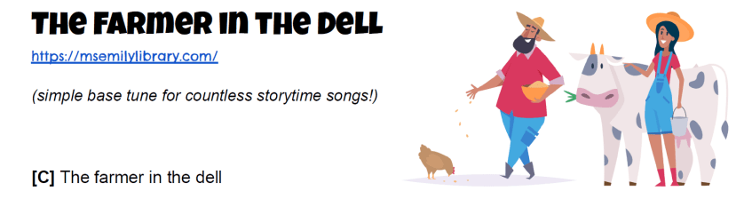 farmer in the dell ukulele songsheet thumbnail