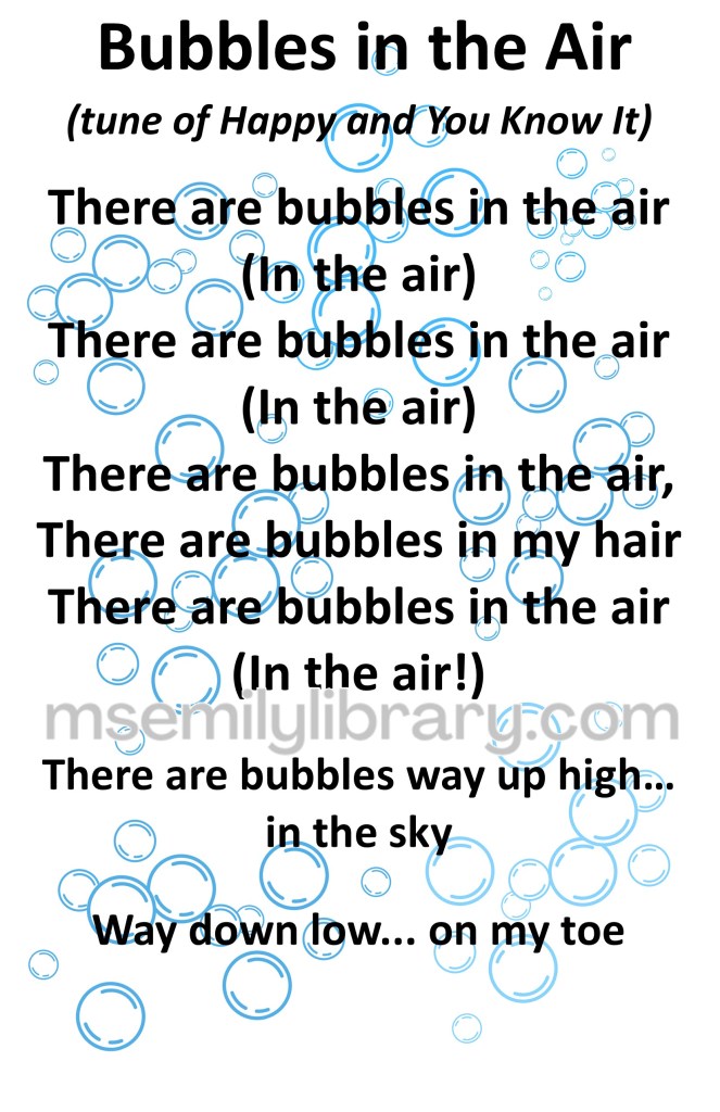 bubbles in the air thumbnail, with a graphic of bubbles behind the lyrics of the song. click the image to download a non-branded PDF