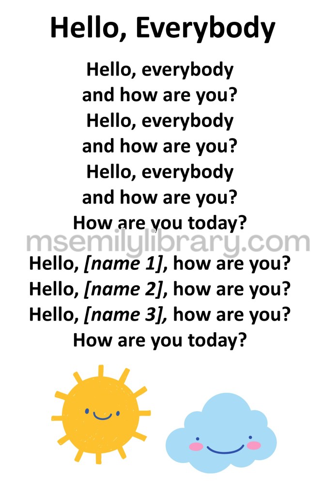 hello everybody thumbnail, with a graphic of a smiling sun and cloud. click the image to download a non-branded PDF