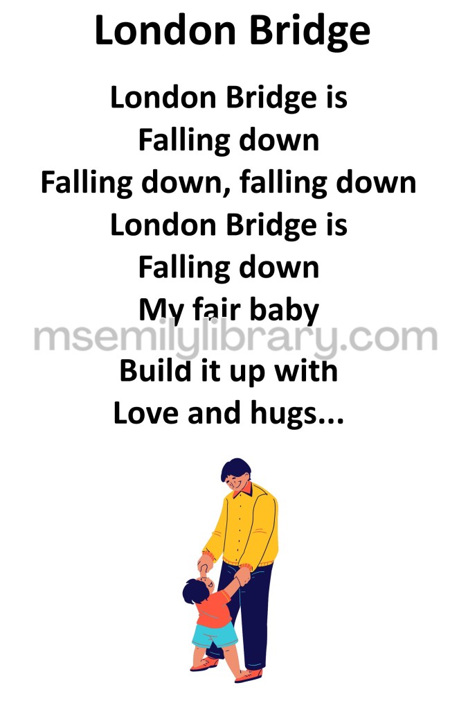 London bridge thumbnail, with a graphic of an adult and child dancing. click the image to download a non-branded PDF