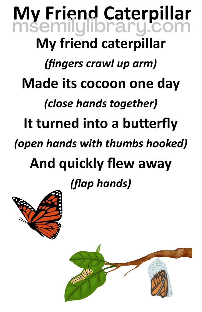 my friend caterpillar thumbnail, with a graphic of a monarch butterfly flying away from a leafed branch where there is a caterpillar and a chrysalis. click the image to download a non-branded PDF