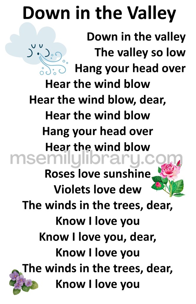 down in the valley thumbnail, with a graphic of a blowing cloud, a rose, and a violet. click the image to download a non-branded PDF