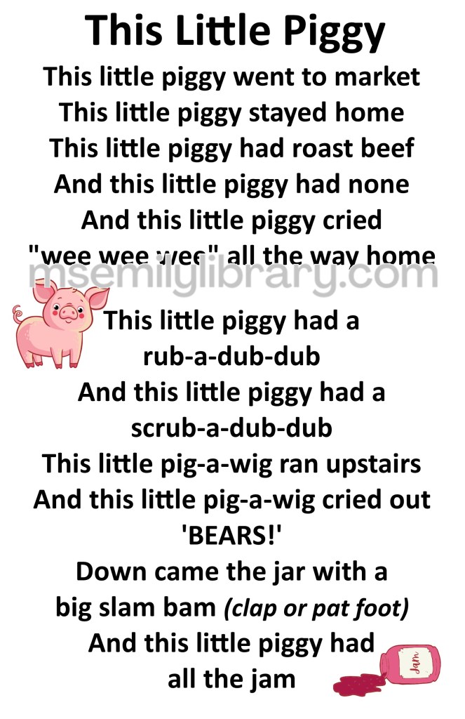 this little piggy thumbnail, with a graphic of a pink pig and a fallen and spilled jar of strawberry jam. click the image to download a non-branded PDF