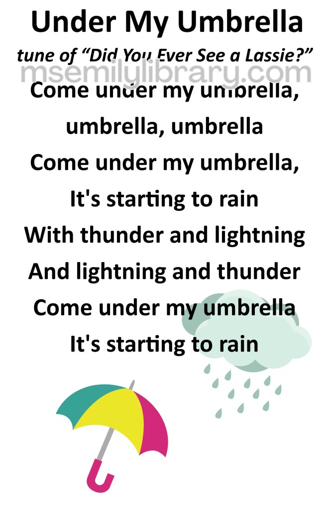 under my umbrella thumbnail, with a graphic of a raincloud and rain on the right and a multicolored umbrella on the left. click the image to download a non-branded PDF
