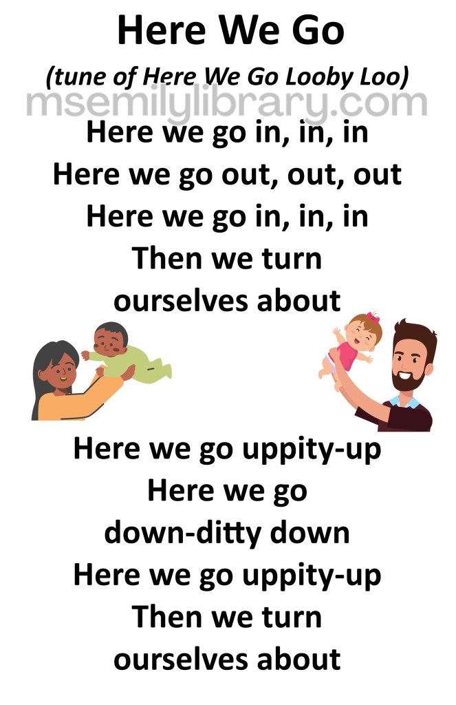 here we go thumbnail, with a graphic of a dark skinned mother holding up her baby, and a light skinned man with a  goatee holding up his. click the image to download a non-branded PDF