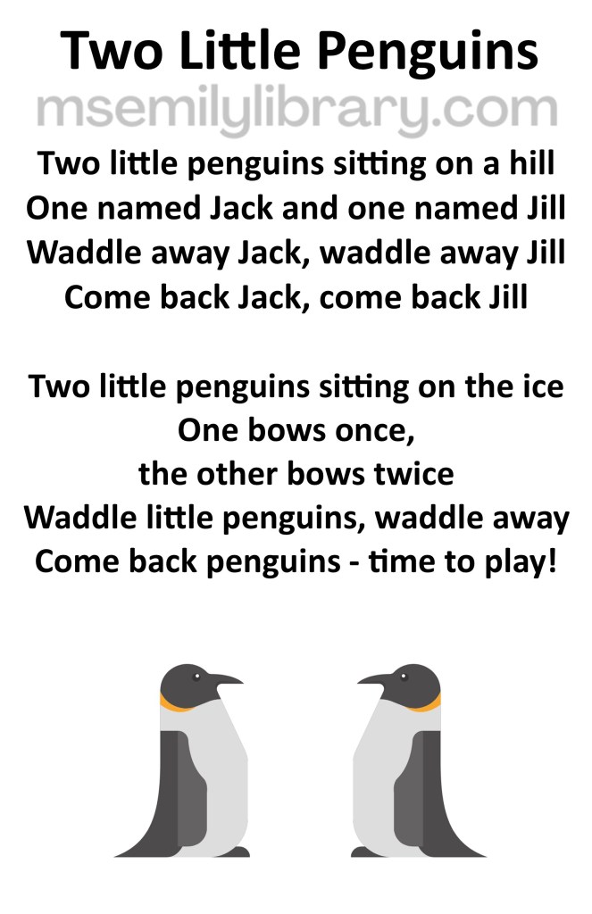 two little penguins thumbnail, with a graphic of two emperor penguins facing each other. click the image to download a non-branded PDF