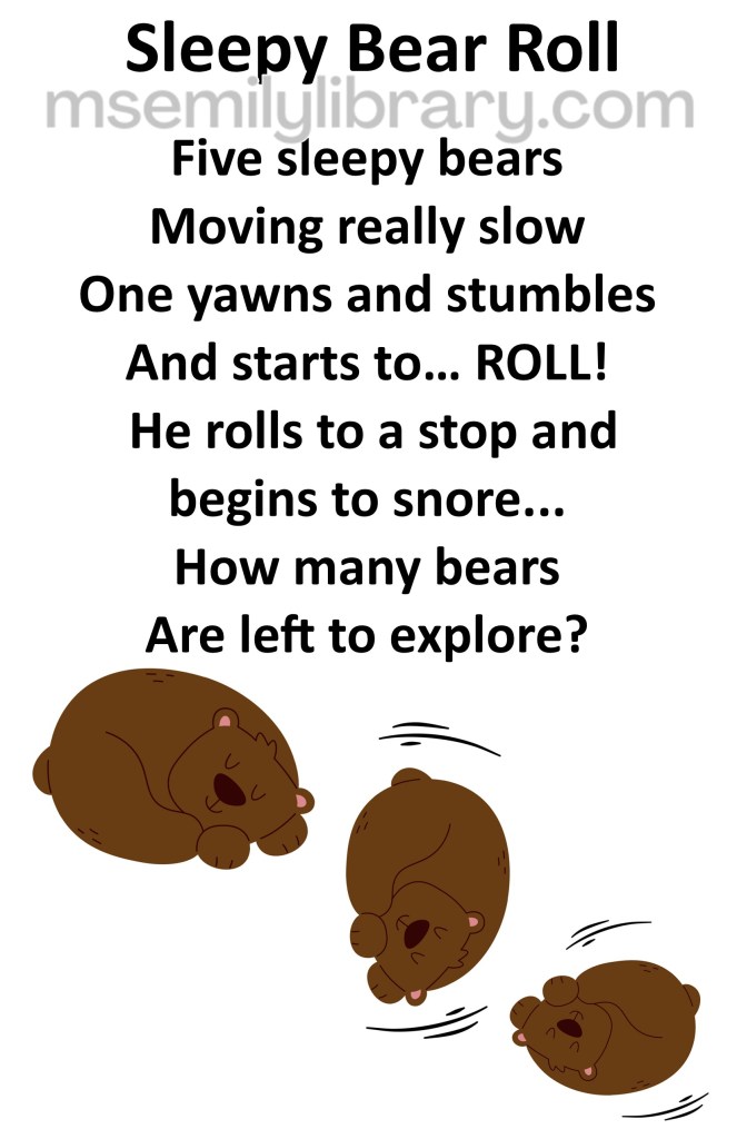 sleepy bear roll thumbnail, with a graphic of a curled up sleepy bear rolling end over end. click the image to download a non-branded PDF