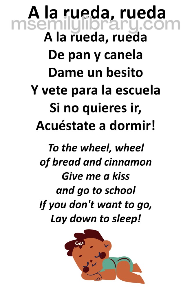 a la rueda rueda thumbnail, with a graphic of a brown-skinned baby laying with their head on their arms. click the image to download a non-branded PDF