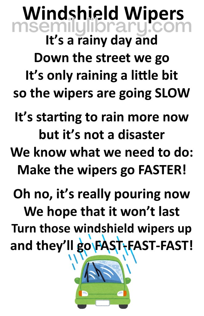 first page of windshield wipers thumbnail, with a graphic of a head-on green car in the rain with wipers going. click the image to download a non-branded PDF