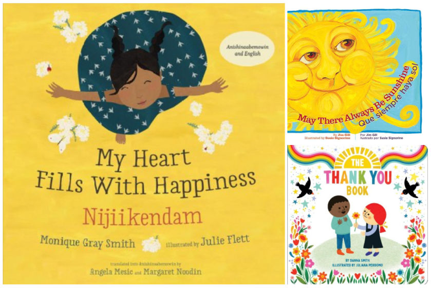 book covers for my heart fills with happiness, may there always be sunshine, and the thank you book