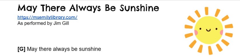 thumbnail for may there always be sunshine ukulele songsheet