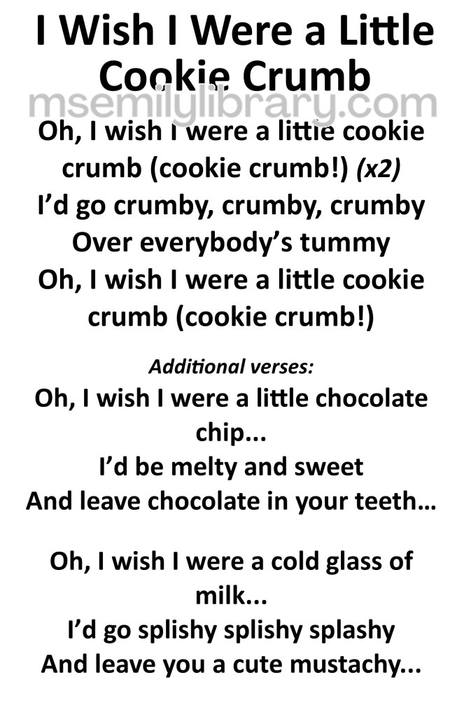 I wish I were a little cookie crumb thumbnail, with lyrics only. click the image to download a non-branded PDF