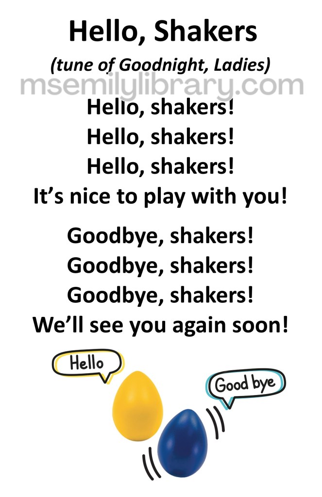 hello, shakers thumbnail, with a graphic of a yellow egg with a speech bubble saying hello and a blue egg with a speech bubble saying goodbye. click the image to download a non-branded PDF