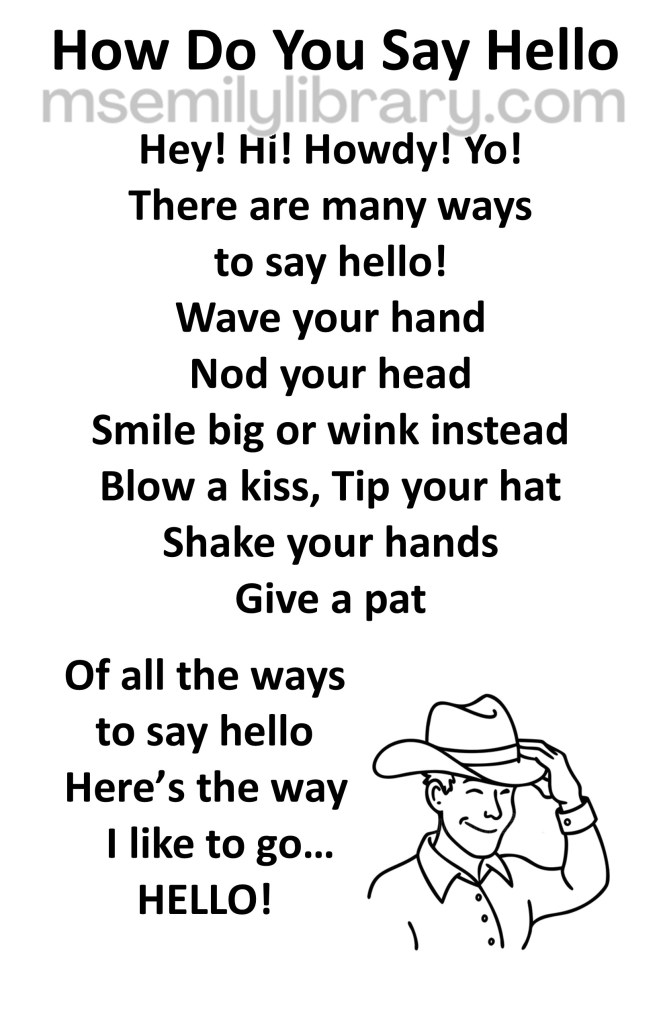 how do you say hello thumbnail, with a graphic of a line drawing of a cowboy tipping his hat. click the image to download a non-branded PDF