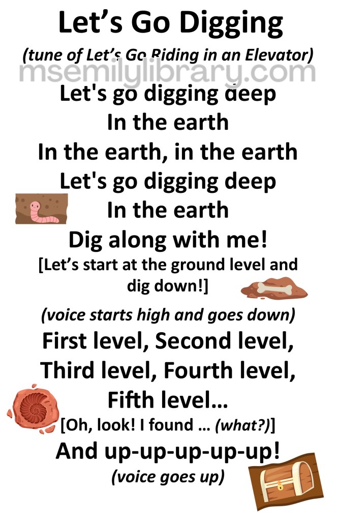 Let's go digging thumbnail, with a graphic of things found underground: a worm, a bone, a fossil, and a treasure chest. click the image to download a non-branded PDF