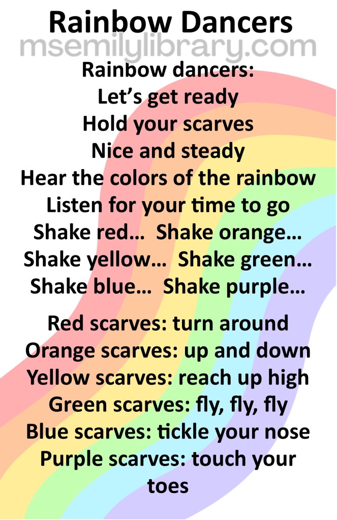 rainbow dancers thumbnail, with a graphic of a large wavy rainbow behind the text. Rhyme sheet is 2 pages but thumbnail only shows one. click the image to download a non-branded PDF with both pages