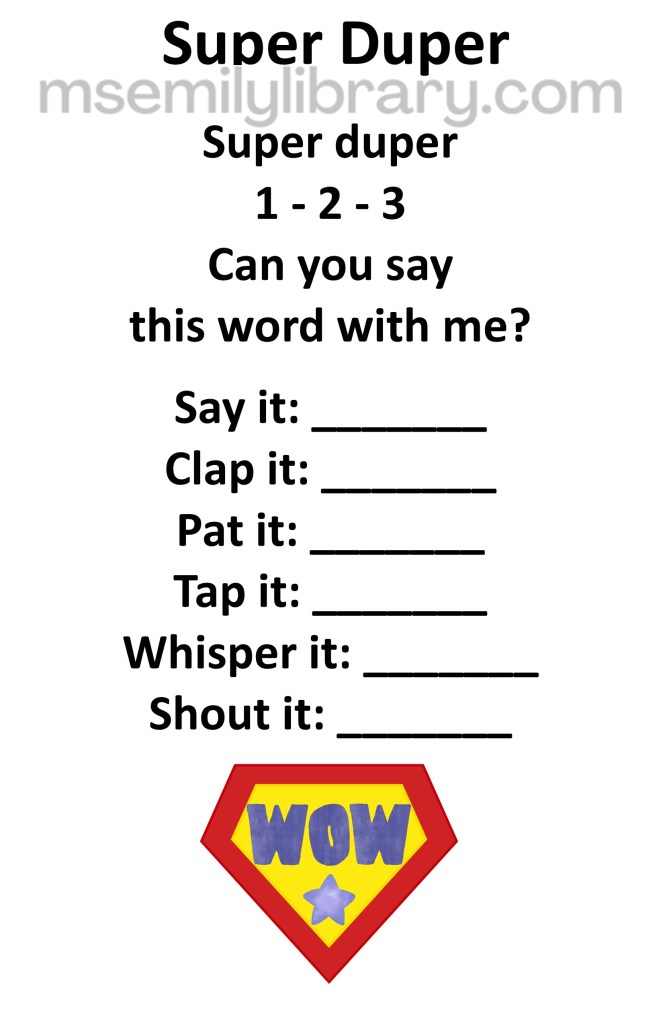 super duper thumbnail, with a graphic of a red and yellow diamond shaped superhero insignia with the word wow in the middle. click the image to download a non-branded PDF