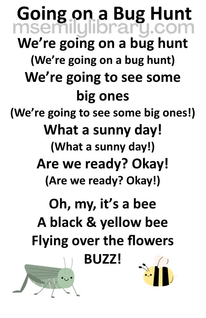 going on a bug hunt thumbnail, with a graphic of a grasshopper and a bee. click the image to download a non-branded PDF