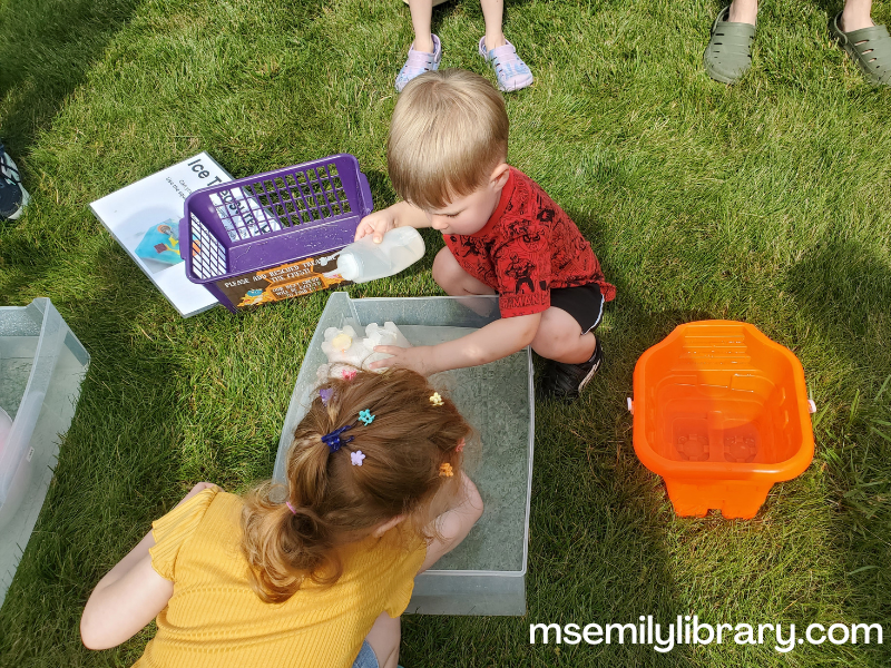 more action shots of kids playing with the ice treasure station