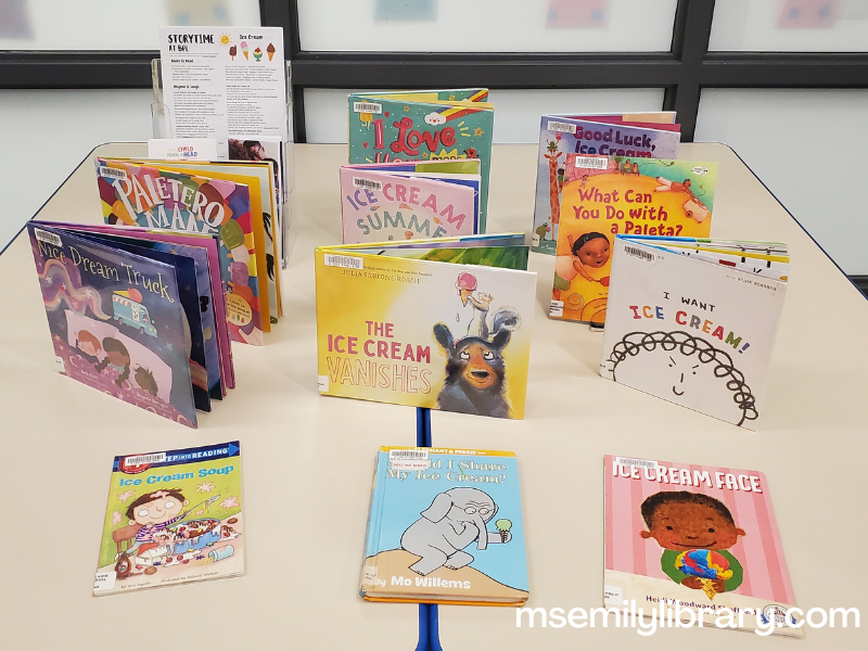 book display of ice cream titles