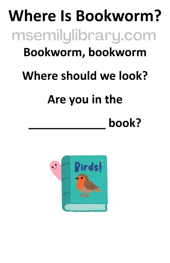where is bookworm thumbnail, with a graphic of a pink work peeking out from behind a bird book with a robin on it. click the image to download a non-branded PDF